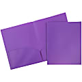 JAM Paper® Plastic 2-Pocket POP Folders, 9 1/2" x 11 1/2", Purple, Pack Of 6