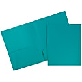 JAM Paper® Plastic 2-Pocket School POP Folders, 9 1/2" x 11 1/2", Teal, Pack Of 6