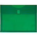JAM Paper® Plastic Booklet Expansion Envelopes, Letter-Size, 9 3/4" x 13", Hook & Loop Closure, Dark Green, Pack Of 12