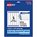 Avery® Waterproof Permanent Labels With Sure Feed®, 94262-WMF25, Rectangle, 9-3/4" x 1-1/4", White, Pack Of 125