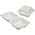 SKILCRAFT® Hinged Lid Square Food Tray - Microwave Safe - White - Wood Pulp Body - 400 / Carton - TAA Compliant 1 thumbnail image