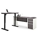 Bestar Connexion 72"W L-Shaped Standing Corner Desk With Pedestal, Slate/Sandstone 1 thumbnail image
