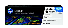 HP 304A Black Toner Cartridges, Pack Of 2, CC530A