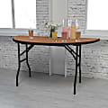 Flash Furniture Half-Round Folding Banquet Table, 30-1/4"H x 60"W x 30"D, Natural/Black 1 thumbnail image