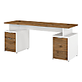 Bush Business Furniture Jamestown Desk With Drawers And Small Storage Cabinet, 72"W, Fresh Walnut/White, Standard Delivery