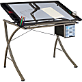 Altra Metal/Glass Drafting Table, 30"H x 40 1/2"W x 23 3/5"D, Silver 1 thumbnail image