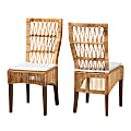 bali & pari Sullivan Modern Bohemian Dining Chairs, White/Natural Brown, Set Of 2 Chairs 1 thumbnail image