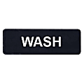 Winco Wash Sign, 9" x 3", Black/White