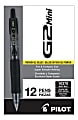 Pilot G2 Mini Pens, Fine Point, 0.7 mm, Black Barrel, Black Ink, Pack Of 12 Pens
