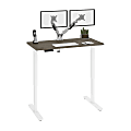 Bestar Viva Electric 48"W Standing Desk With Dual Monitor Arms, Walnut Gray