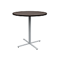 Safco® Jurni Steel And Laminate Round Bistro Table, 42"H x 42"W x 42"D, Columbian Walnut/Silver