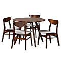 Baxton Studio Philip Dining Set, 29-1/2”H x 39-7/16”W x 39-7/16”D, Light Gray/Walnut Brown