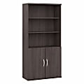 Bush Business Furniture Studio A 73"H 5-Shelf Bookcase With Doors, Storm Gray, Standard Delivery 1 thumbnail image