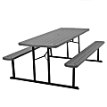 COSCO Bridgeport Outdoor Living Folding Picnic Table, 29"H x 72"W x 57"D, Dark Gray