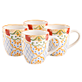 Gibson Laurie Gates Tierra Mosaic 4-Piece Mug Set, 17.4 Oz, Multicolor