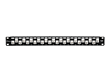 Eaton Tripp Lite Series 24-Port 1U Rack-Mount Cat6a/Cat6/Cat5e Offset Feed-Through Patch Panel with Cable Management Bar, RJ45 Ethernet, TAA - Patch panel - RJ-45 X 24 - 1U - 19" - TAA Compliant
