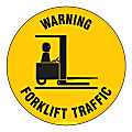 Brady "Warning Forklift Traffic" Anti-Skid Floor Sign, 17", Black/Yellow