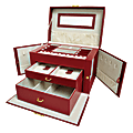 Leatherette Jewelry Box, 6"H x 9 9/10"W x 6"D, Red