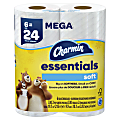 Charmin Essentials 2-Ply Soft Mega Toilet Paper Rolls, 10” x 5-1/4”, White, 330 Sheets Per Roll, Pack Of 6 Rolls