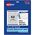 Avery® Waterproof Permanent Labels With Sure Feed®, 94204-WMF50, Rectangle, 1/2" x 1-3/4", White, Pack Of 3,000 1 thumbnail image