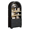 Bestier 71" Arched Wood Bookcase with 2 Storage Drawers and 3 Adjustable Shelves, Black 1 thumbnail image