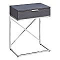 Monarch Specialties Accent End Table, Rectangular, Gray/Chrome