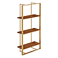 Kate And Laurel Kercheval Wall Shelf, 31-1/2”H x 15-1/14”W x 6”D, Walnut Brown/Gold