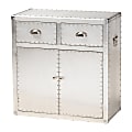 Baxton Studio 28"W French Industrial Accent Storage Cabinet With 2 Doors And Drawers, Silver