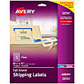Avery® Shipping Labels, 22512, 8-1/2" x 11“, Matte Clear, 1 Label Per Sheet, Pack Of 10 Sheets
