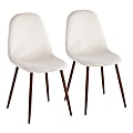 LumiSource Pebble Dining Chairs, Velvet, Cream/Walnut, Set Of 2 Chairs