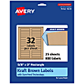 Avery® Kraft Permanent Labels With Sure Feed®, 94214-KMP25, Rectangle, 5/8" x 3", Brown, Pack Of 800