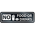 HeadLine No Food Or Drinks Window Sign - 1 Each - NO FOOD OR DRINKS Print/Message - 2.5" Width x 8.5" Height - Rectangular Shape - Self-adhesive - White, Clear 1 thumbnail image