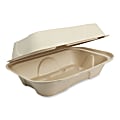 World Centric® Fiber Hinged Containers, 3-1/8”H x 9-1/4”W x 6-7/16”D, Natural, Pack Of 500 Containers