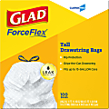 Glad® Guaranted Strong™ 0.78-mil Tall Kitchen Trash Bags, 13 Gallons, 24" x 48", White, Box Of 100