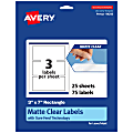 Avery® Permanent Labels With Sure Feed®, 94250-CMF25, Rectangle, 3" x 7", Matte Clear, Pack Of 75 1 thumbnail image