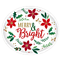 Amscan Christmas Wishes Oval Plates, 12" x 10", White, 8 Plates Per Pack, Case Of 3 Packs