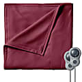 Sunbeam Queen-Size Electric Fleece Heated Blanket With Dual Zone, 90” x 84”, Garnet, 995117983M