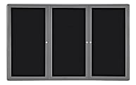 Ghent Ovation 3-Door Bulletin Board, Fabric, 48" x 72", Black, Gray Aluminum Frame