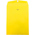 JAM Paper® Open-End 10" x 13" Catalog Envelopes, Clasp Closure, 30% Recycled, Yellow, Pack Of 10