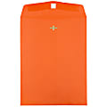 JAM Paper® Open-End 10" x 13" Catalog Envelopes, Clasp Closure, 30% Recycled, Orange, Pack Of 10