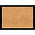 Amanti Art Rectangular Non-Magnetic Cork Bulletin Board, Natural, 40” x 28”, Grand Black Narrow Plastic Frame
