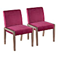 LumiSource Carmen Contemporary Dining Chairs, White Washed/Crushed Hot Pink Velvet, Set Of 2 Chairs