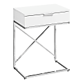 Monarch Specialties Accent End Table, Rectangular, Glossy White/Chrome