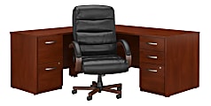 Bush Business Furniture Components Elite 72"W L Shaped Desk with File Cabinets and High Back Executive Office Chair, Hansen Cherry, Standard Delivery