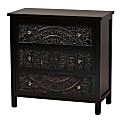 Baxton Studio Yelena 32"W Classic And Traditional Finished Wood 3-Drawer Storage Cabinet, Black/Chrome 1 thumbnail image