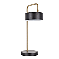 LumiSource Puck Table Lamp, 17-3/4"H, Black Shade/Gold And Black Base