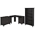 Bush Business Furniture Salinas 55"W Corner Desk With Lateral File Cabinet And 5 Shelf Bookcase, Vintage Black, Standard Delivery 1 thumbnail image