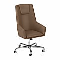 Bush Business Furniture London High-Back Faux Leather Box Chair, Saddle, Standard Delivery