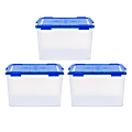 Iris Ultimate Weathertight Storage Boxes, 23-5/8”L x 20-1/16”W x 16-3/16”H, 74 Qt, Clear, Set Of 3 Boxes