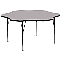 Flash Furniture 60'' Flower Thermal Laminate Activity Table With Standard Height-Adjustable Legs, Gray